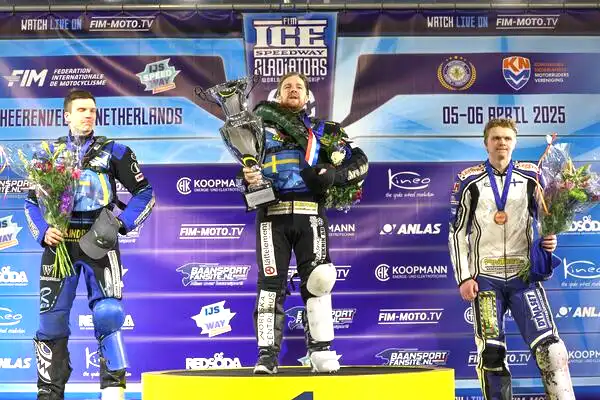 Wereldkampioenschap podium ijsspeedway Nederland